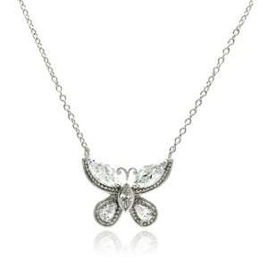  Cubic Zirconia Sterling Silver Necklace Butterfly Measurement 