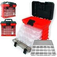   73 Compartment Durable Plastic Storage Tool Box   RED 