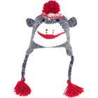 Quality Adult Size Gray Sock Monkey Knit Hat with Poly Fleece Lining