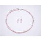   Swarovski Rose Pearls Jewelry Set Gift Prom Pink Pearls Complete Set