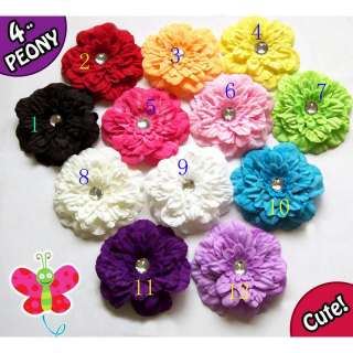 12pcs wholesale Girls Baby Peony Flower Hcrochet GIRL Baby Crystal 