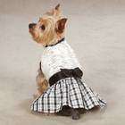   lady ruffle taffeta dog dress is shipped in a polybag with a hanger