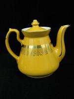 Hall Pottery China Philadelphia Warm Yellow Teapot, Creamer Sugar Bowl 