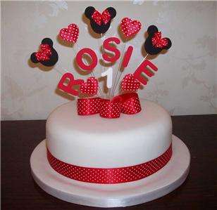 MINNIE MOUSE CAKE TOPPER  1 METRE OF RIBBON ANY NAME  