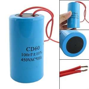    Cd60 100uf Ac 450v Cylinder Motor Start Capacitor Blue Electronics