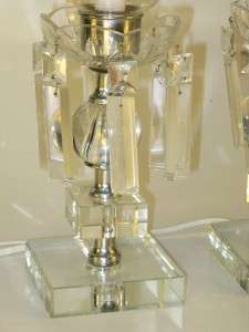 PR ANTIQUE GLASS GIRANDOLE HURRICANE SHADE LAMP  