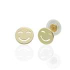 DoubleAccent 14K Gold Stud Earring Smile Happy Face Yellow Gold 