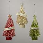   12 Decorative Green, Red & White Glitter Wire Christmas Tree Ornaments