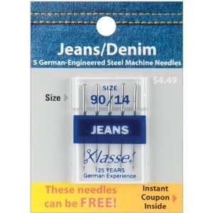   Klasse Jeans/Denim Machine Needles 90/14 5/Pkg Arts, Crafts & Sewing