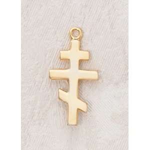   Sterling Silver, Gold Orthodox St. Andrew Cross, 18 Chain, 3/4 H