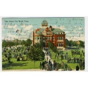  High School Building Postcard Fort Worth Texas 1912 