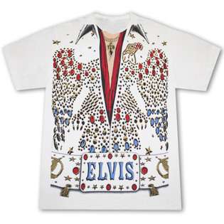 Elvis Presley Eagle Jumpsuit Costume White Graphic TShirt  Clothing 