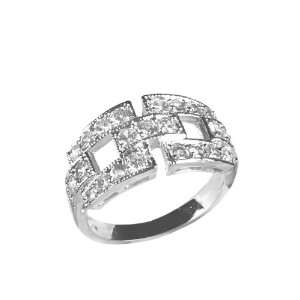   CZ Pave Sterling Silver Buckle Ring, 8 Willow Company Jewelry