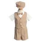 Lito Toddler Boys Khaki Vest Shorts Easter Ring Bearer Suit 4T