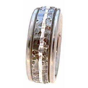  Ring # 42 Ladies Signature Horizontal Hammered Surface One Center 