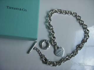  Tiffany & Co. Sterling Heart Tag Toggle Link Necklace 16 1/2 With Box