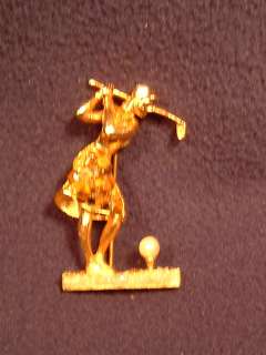 Great vintage Lady Golfer pin by Weisner. Golfer is about to hit a 