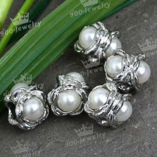5p Imitation Pearl Flower European Big Hole Bead Charm  