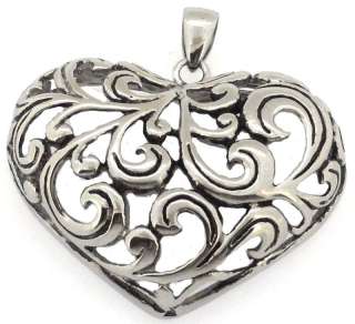   Style Stainless Steel Heart Love Leaf Pendant Necklace Mens  