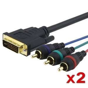  2 X DVI I to 3 RCA Component RGB Cable M/M, 6 FT / 1.8 M 