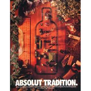 1995 Ad Absolut Vodka Christmas Holiday Tradition Model Train Track 