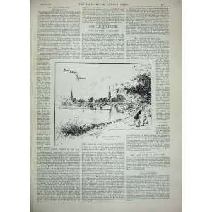 1894 Footbridge Richmond River Trees Country Sketch
