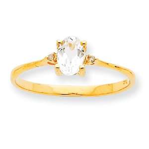   Geniune Diamond & White Topaz Birthstone Ring, Size 6 Jewelry