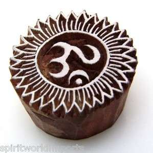 OM Henna Stamp Wood Block Print Hindu Indian Hand Carved  