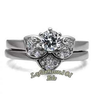 Beautiful 0.52ct Stainless Steel Womens Wedding/Engagement Ring Set 