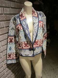   Flashback Woven Tapestry Tribal Geometric Cotton Metal Button Jacket M
