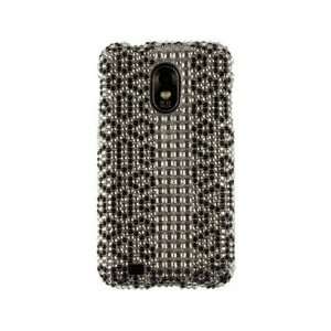 Durable Diamond Design Phone Cover Silver and Black Leopard For 