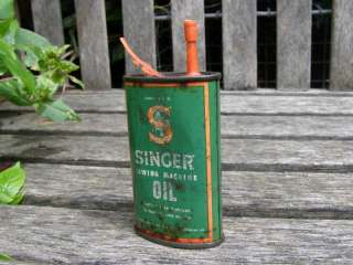 ANTIQUE TIN SINGER SEWING MACHINE OIL CAN  