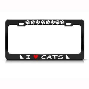  I Love My Cats Animal Metal license plate frame Tag Holder 