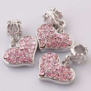   Crystal 18KGP Charm Heart Pendant Dangle Beads Fit Bracelets  