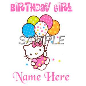 HELLO KITTY BIRTHDAY GIRL IRON ON TRANSFER 3 SIZE  