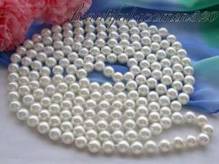 long 80 10mm white round south sea shell pearl necklace  