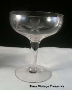   Elegant Crystal Glass Stemware Wine Glass Etched Flower Design  