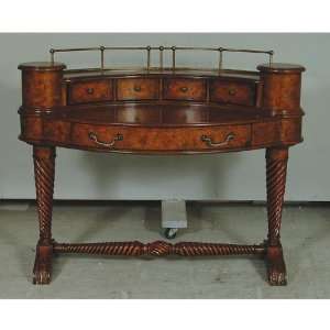   Oval Burl Desk Gallery Office Writing Table New 