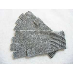   Gray Pure 100% Cashmere Fingerless Half Finger Gloves 