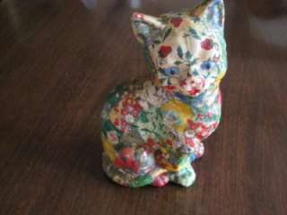 Adorable Vintage CALICO Fabric Covered Plaster CAT  