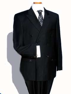 New Daniele Solid Black Mens Double Breasted Dress Suit  