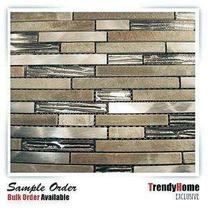   Stainless Steel Natural Stone Blend Mosaic Tile Backsplash  