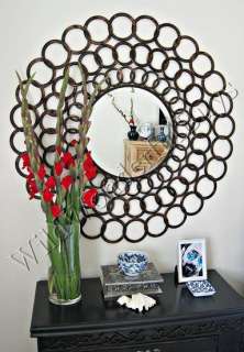 Looped Rings Round WALL ACCENT MIRROR Dark Antiqued 38 NEW  