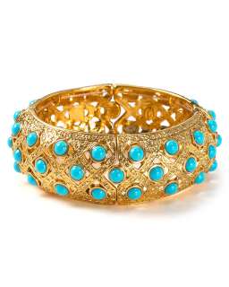 RJ Graziano Gold Cuff with Stones Bracelet  