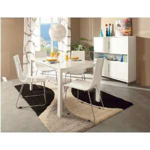 Modern White Lacquer Extendable Table 