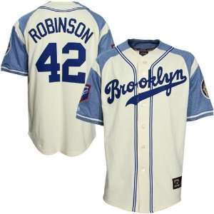 Majestic Brooklyn Dodgers #42 Jackie Robinson Natural Sandlot Replica 