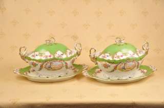Pair Sevres French Porcelain Tureens Dishes Planters  