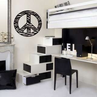 PEACE SIGN ZEBRA PRINT Wall Decal Sticker, Highest Quality, Made in 