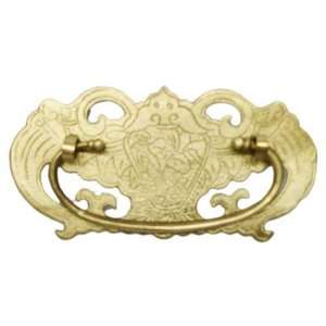 Chinese Etched Brass Drawer Pull   Asian Prosperity Bat Motif, Normal 