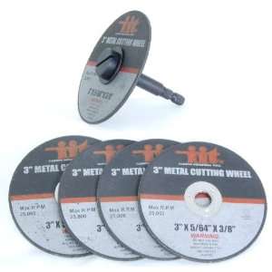 3 Metal Cutting Wheels w/ 1/4 Mandrel, 5pc #80210